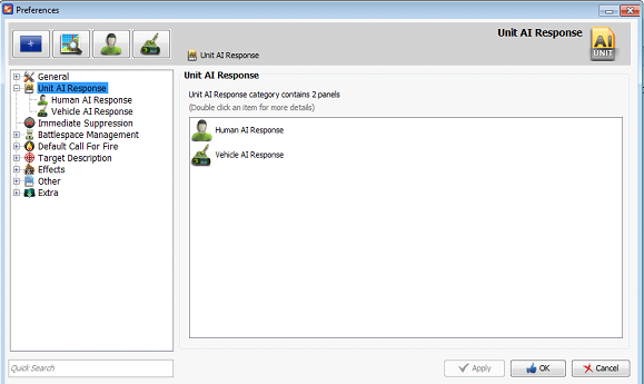 ∆ Image VBS2Fires_26.1: AI Unit Response view